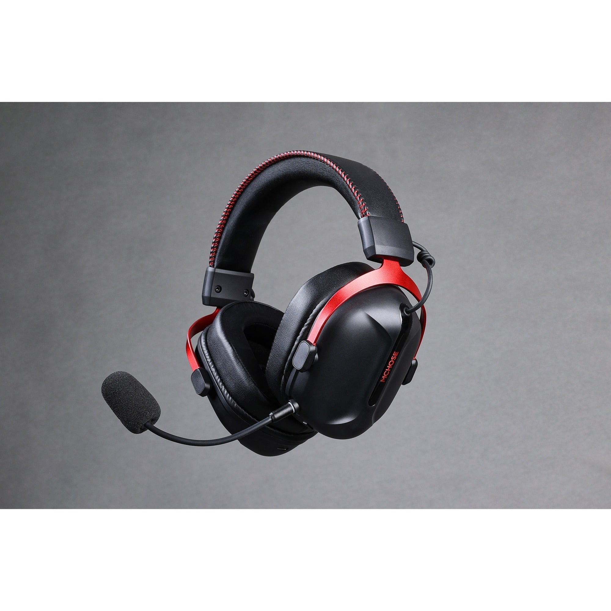 Mchose s9 pro wireless over-ear gaming headset (zwart rood, pc laptop playstation switch smartphone, 2.4g bluetooth wired type-c )