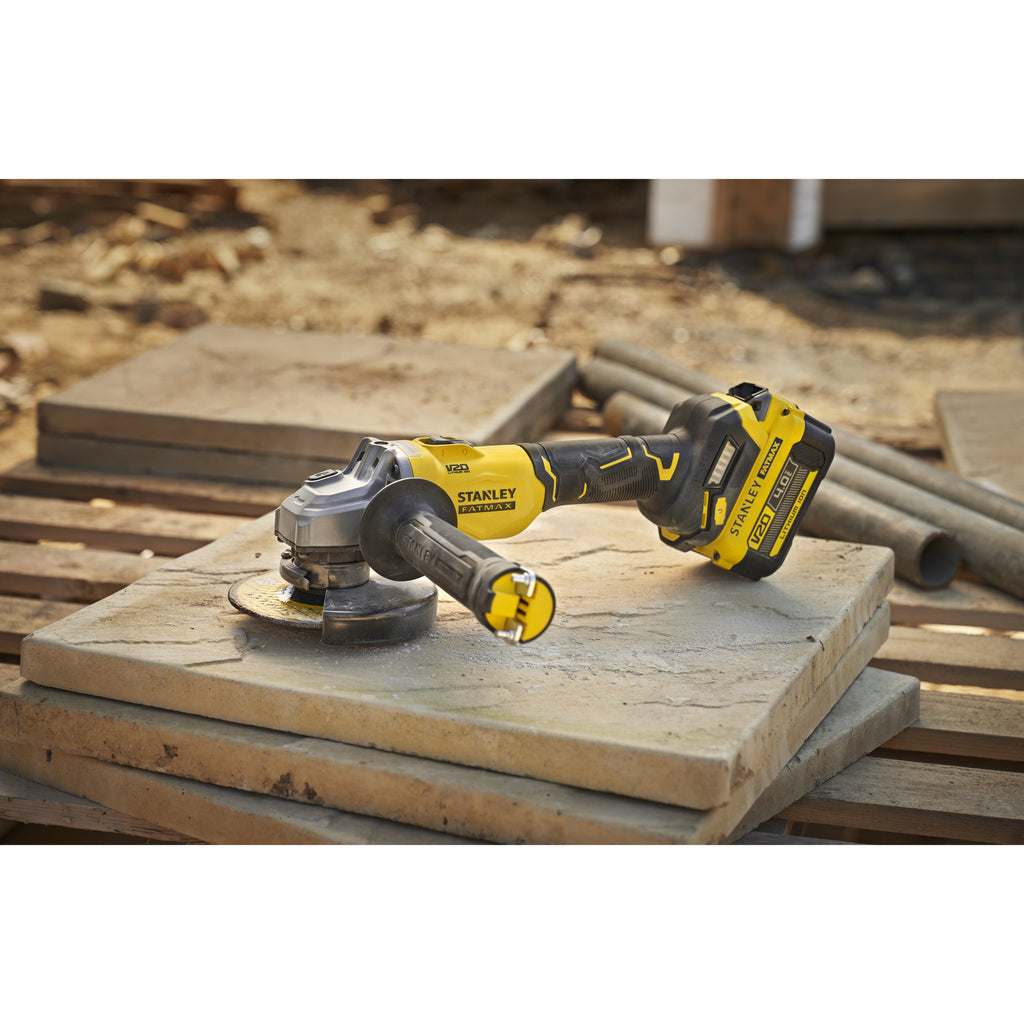 Stanley fatmax v20 18v haakse slijper 125mm (zwart geel, accu en oplader inbegrepen, met koffer)