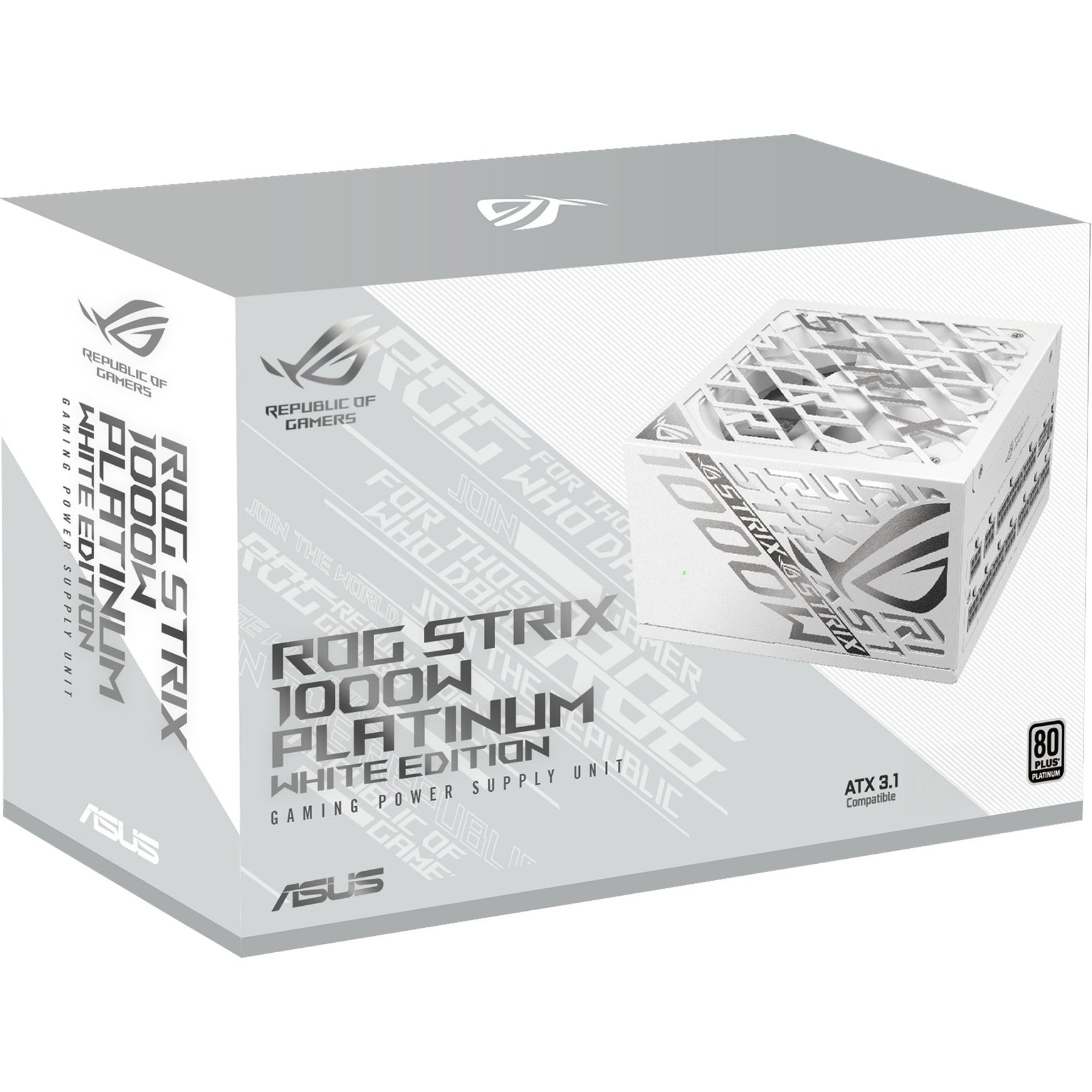 Asus rog strix platinum white edition modulaire 1000 watt voeding (wit, 1x 12v-2x6, 4x pcie)