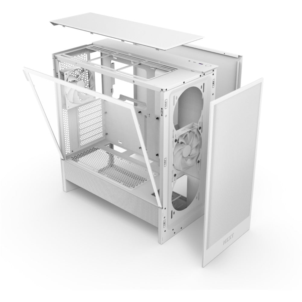 Nzxt h5 flow v2 midi tower behuizing (wit | 1x usb-a | 1x usb-c | tempered glass)