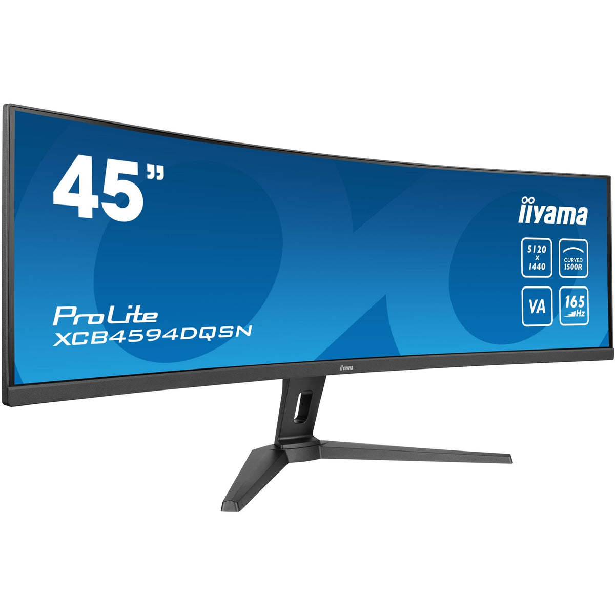 Iiyama prolite xcb4594dqsn-b1 44.5 curved ultrawide monitor (zwart, 1x displayport, 2x hdmi, 1x usb-c, 3x usb-a, 1x rj-45, 165 hz)
