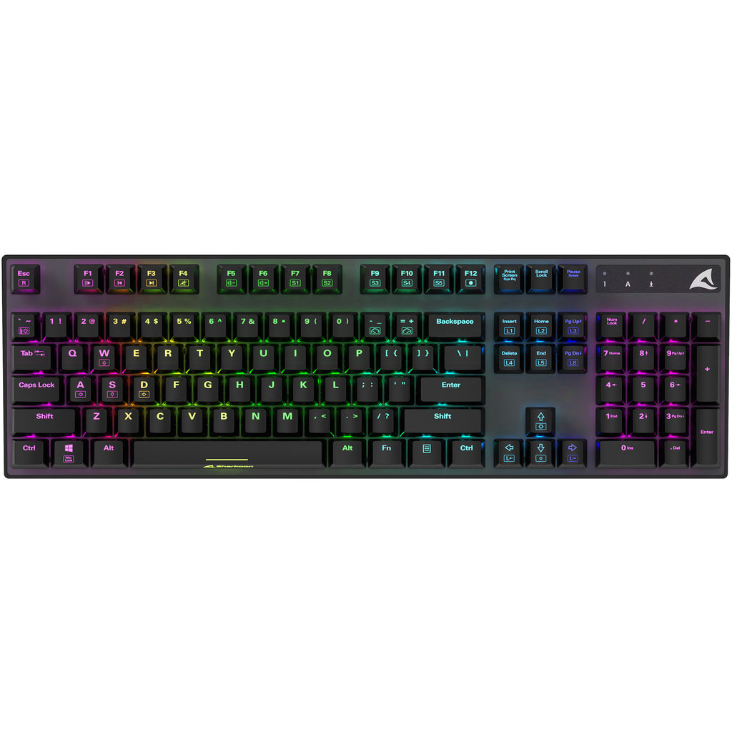Sharkoon skiller sgk20 rgb mechanisch gaming toetsenbord (zwart, us lay-out (qwerty), huano red, 100%, rgb)