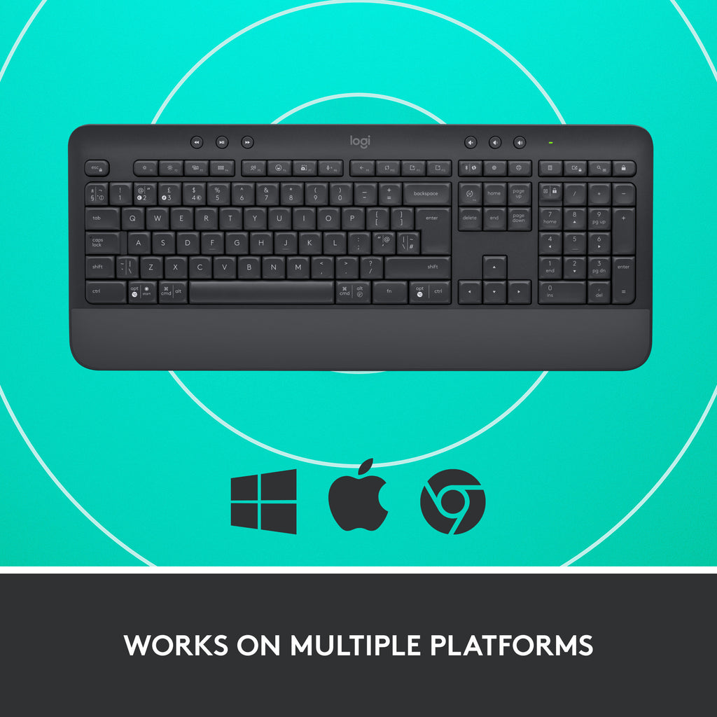 Logitech signature k650 wireless comfort toetsenbord (grafiet, us-international lay-out (qwerty), 100%)