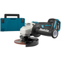 Makita 18 v haakse slijper 125 mm dga513zj (blauw zwart, accu en oplader niet inbegrepen, in mbox, met vastzetschakelaar)