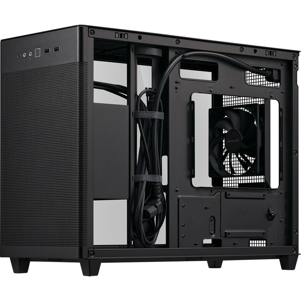 Asus prime ap201 mini tower behuizing (zwart | 2x usb-a | 1x usb-c)