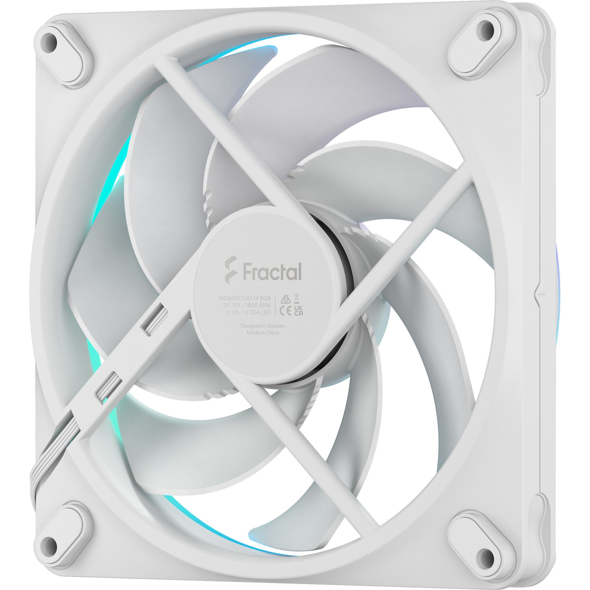 Fractal design momentum 14 rgb case fan (wit, 140 x 140 x 25 mm, pwm)