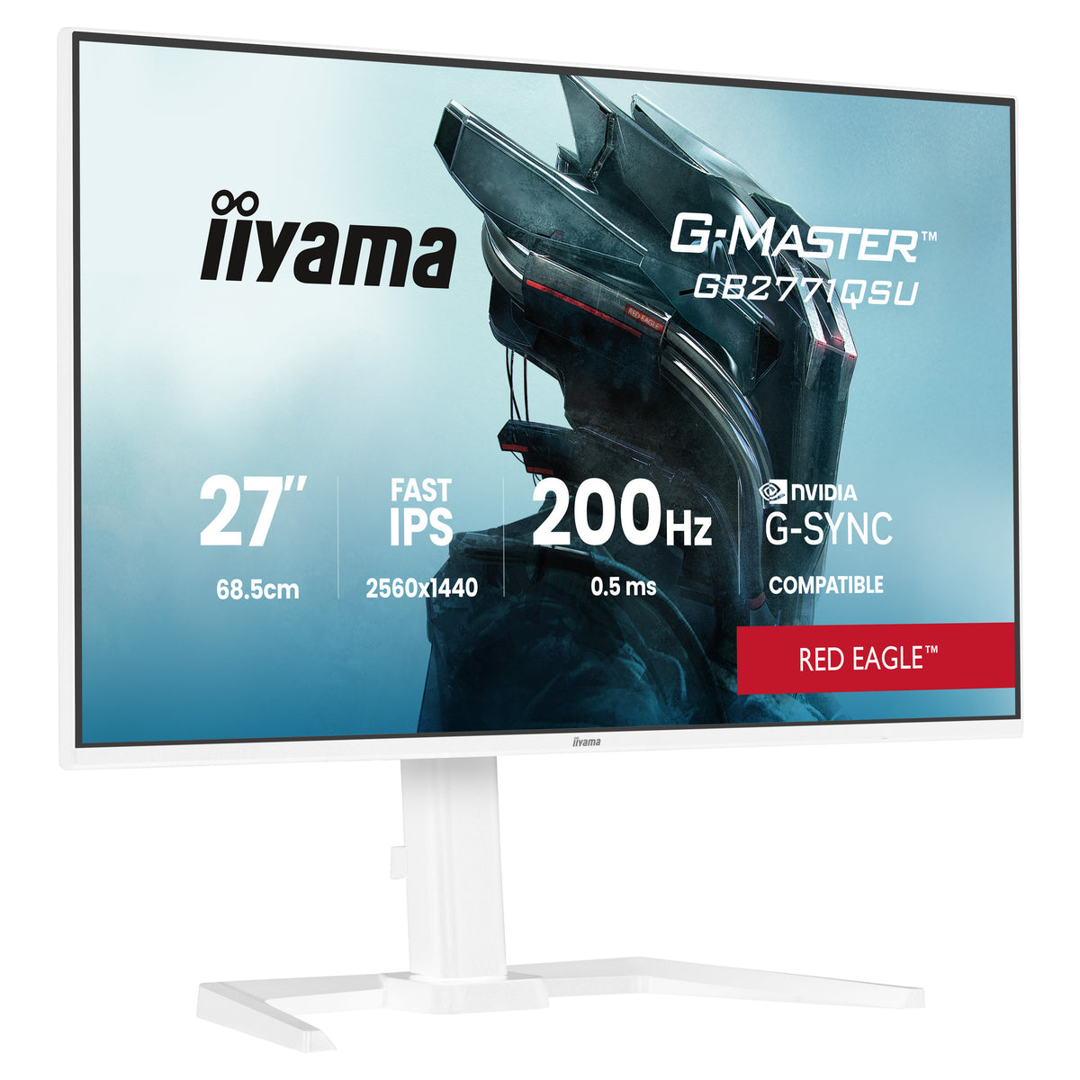 Iiyama g-master red eagle gb2771qsu-w1 27 gaming monitor (wit, 1x displayport, 2x hdmi, 2x usb-c, 2x usb-a, 200 hz)