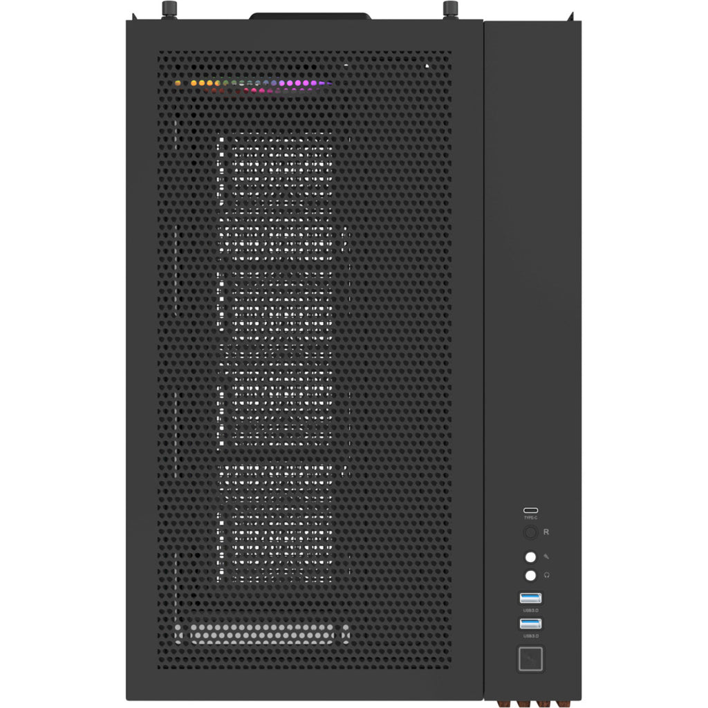 Thermaltake view 380 ws argb midi tower behuizing (zwart houtkleur | 2x usb-a | 1x usb-c | rgb | tempered glass)