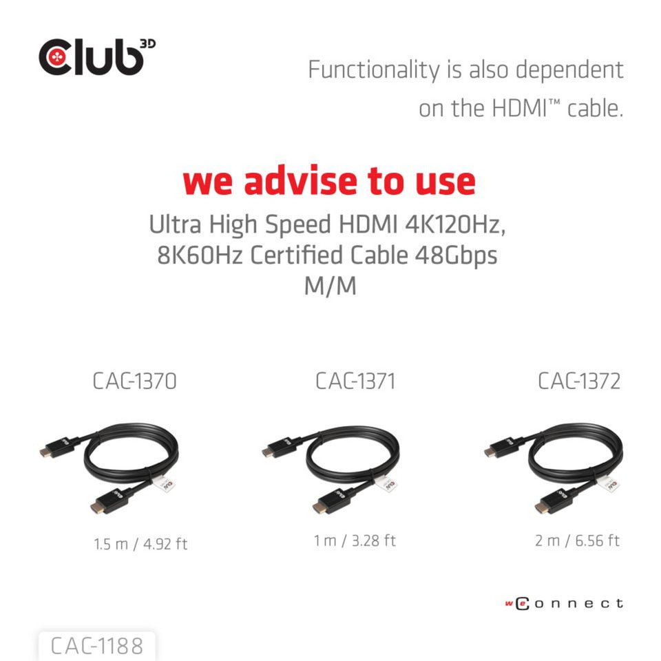 Club 3d mini displayport 1.4 naar hdmi 8k60hz m f adapter (zwart)