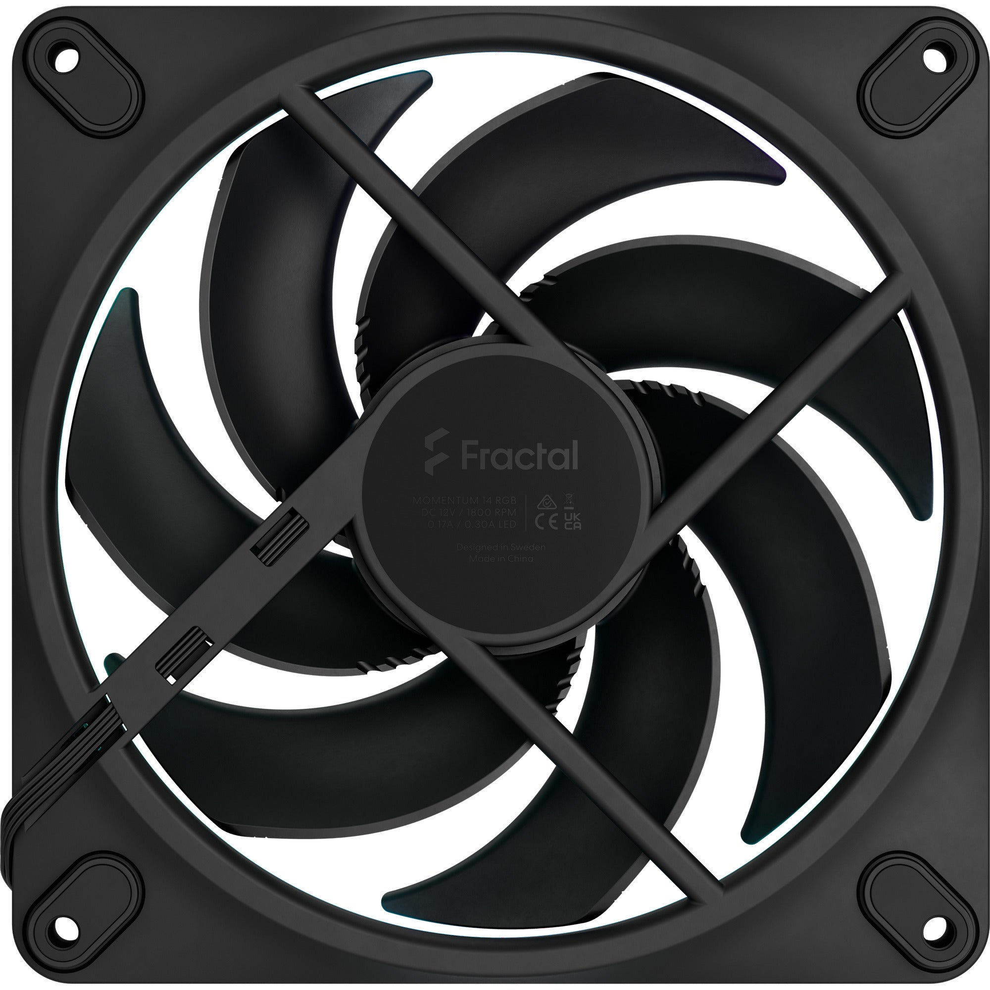 Fractal design momentum 14 rgb case fan (zwart, 140 x 140 x 25 mm, pwm)