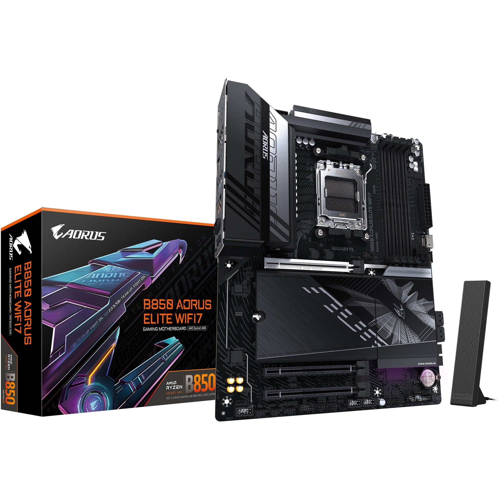 Gigabyte b850 aorus elite wifi7 socket am5 moederbord (zwart, raid, 2,5gb-lan, wi-fi 7, bt, sound, atx)
