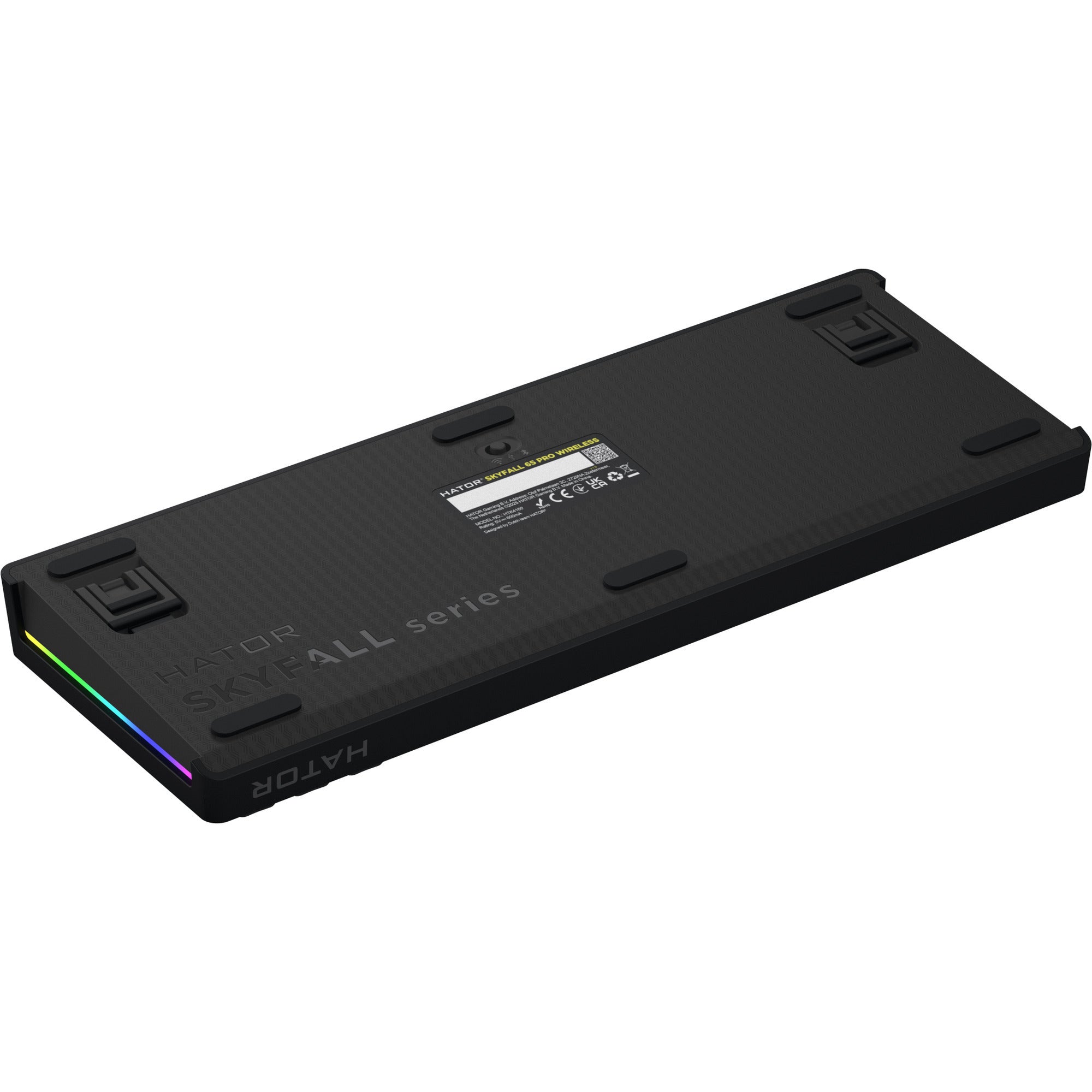 Hator skyfall pro wireless rgb mechanisch gaming toetsenbord (zwart, us lay-out (qwerty), hator aurum vanilla silent, 65%, rgb, double-shot pbt, hot-swap, 2.4ghz | bluetooth | usb-c)