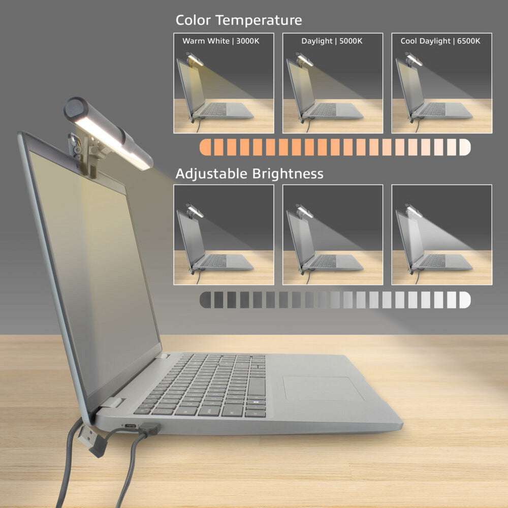 Act connectivity dimbare clip-on laptop led-lichtbalk led bar (zwart, usb-voeding, 3000k-6500k)