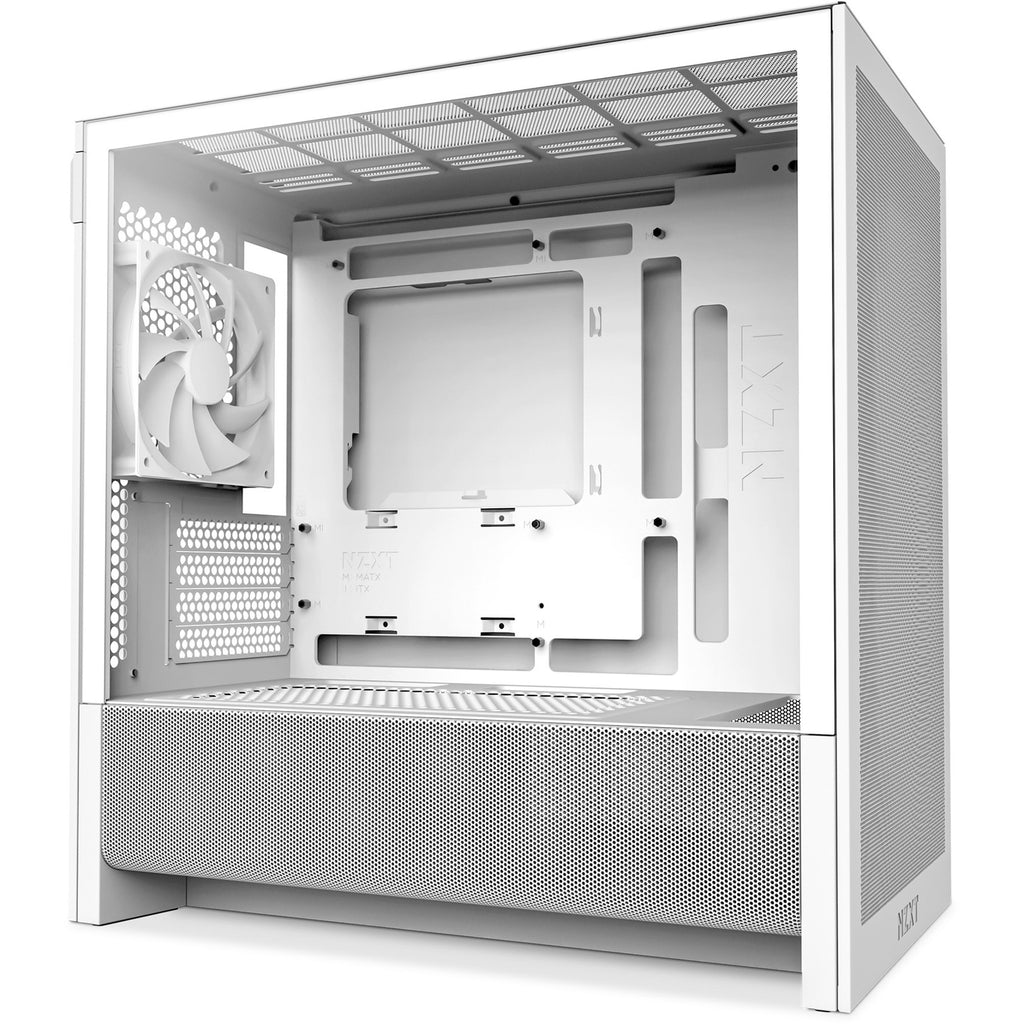 Nzxt h3 flow midi tower behuizing (wit (mat) | 1x usb-a | 1x usb-c | tempered glass)