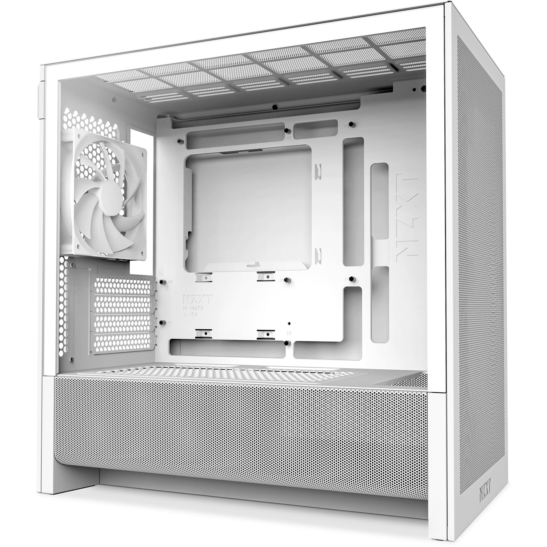 Nzxt h3 flow midi tower behuizing (wit (mat) | 1x usb-a | 1x usb-c | tempered glass)