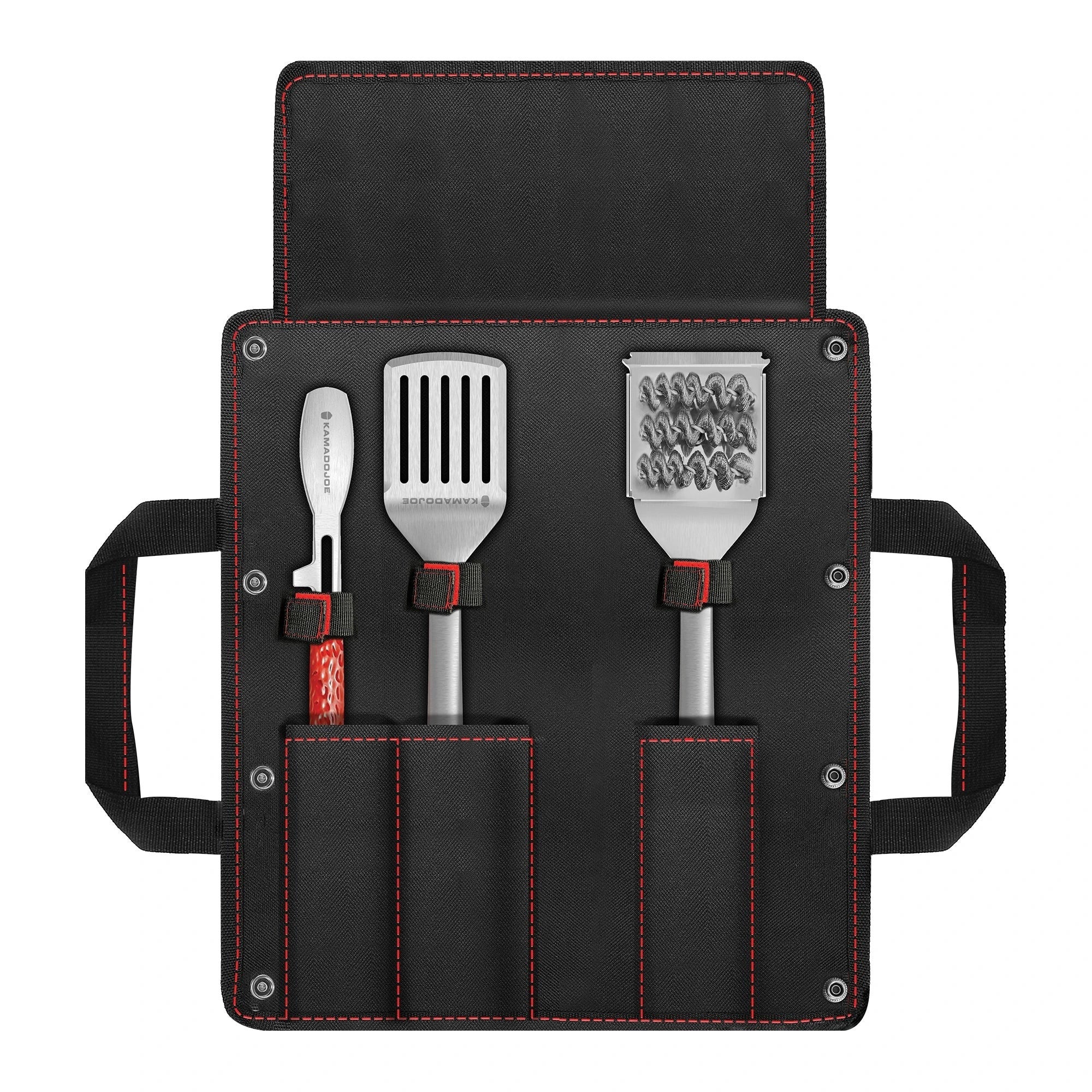 Kamado joe krafted stalen grillgereedschap accessoire set grillbestek (3-delig, inclusief canvas draagtas)