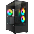 Sharkoon sk6 argb midi tower behuizing (zwart | 2x usb-a | rgb | tempered glass)