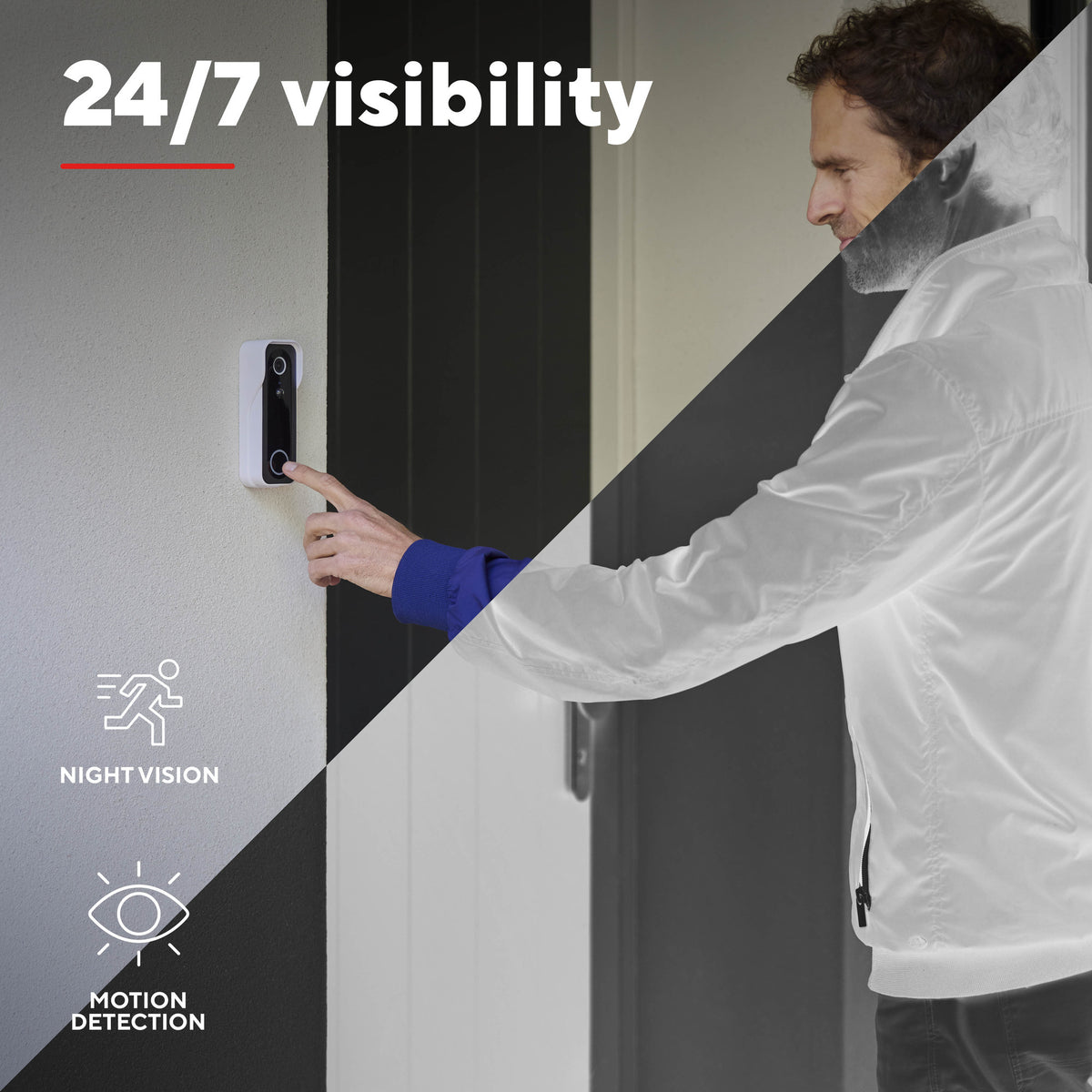 Trust doorcam-3000 slimme wifi deurbelcamera (wit zwart, 2.4 ghz wifi)