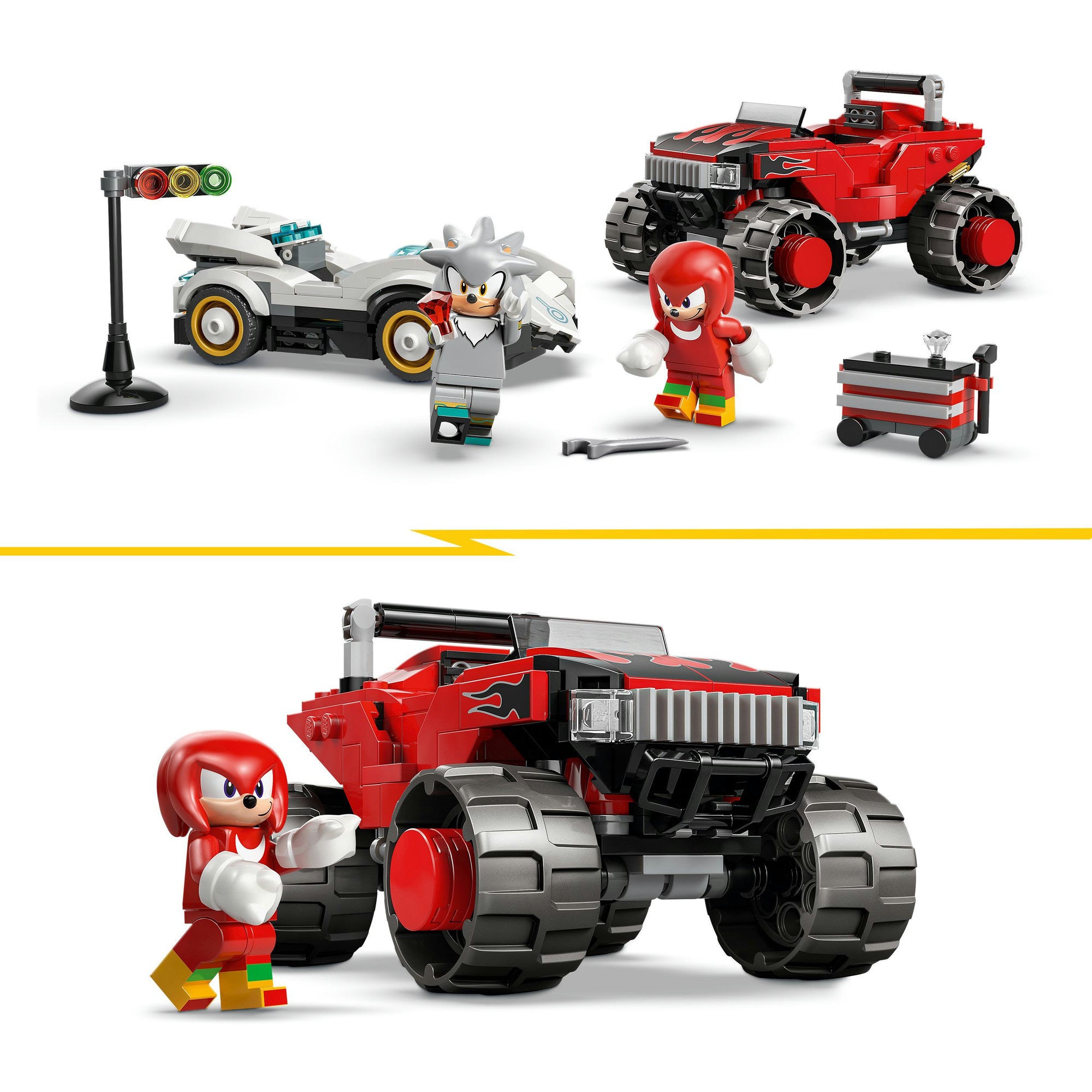 LEGO Sonic the Hedgehog 77118 Silvers Auto gegen Knuckles' Monstertruck