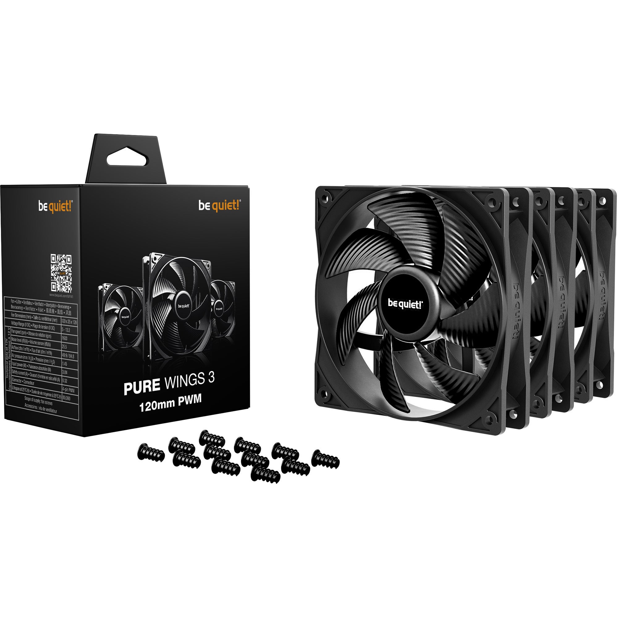 Be quiet! pure wings 3 case fans (zwart, 3 stuks, 120 x 120 x 25 mm, pwm)