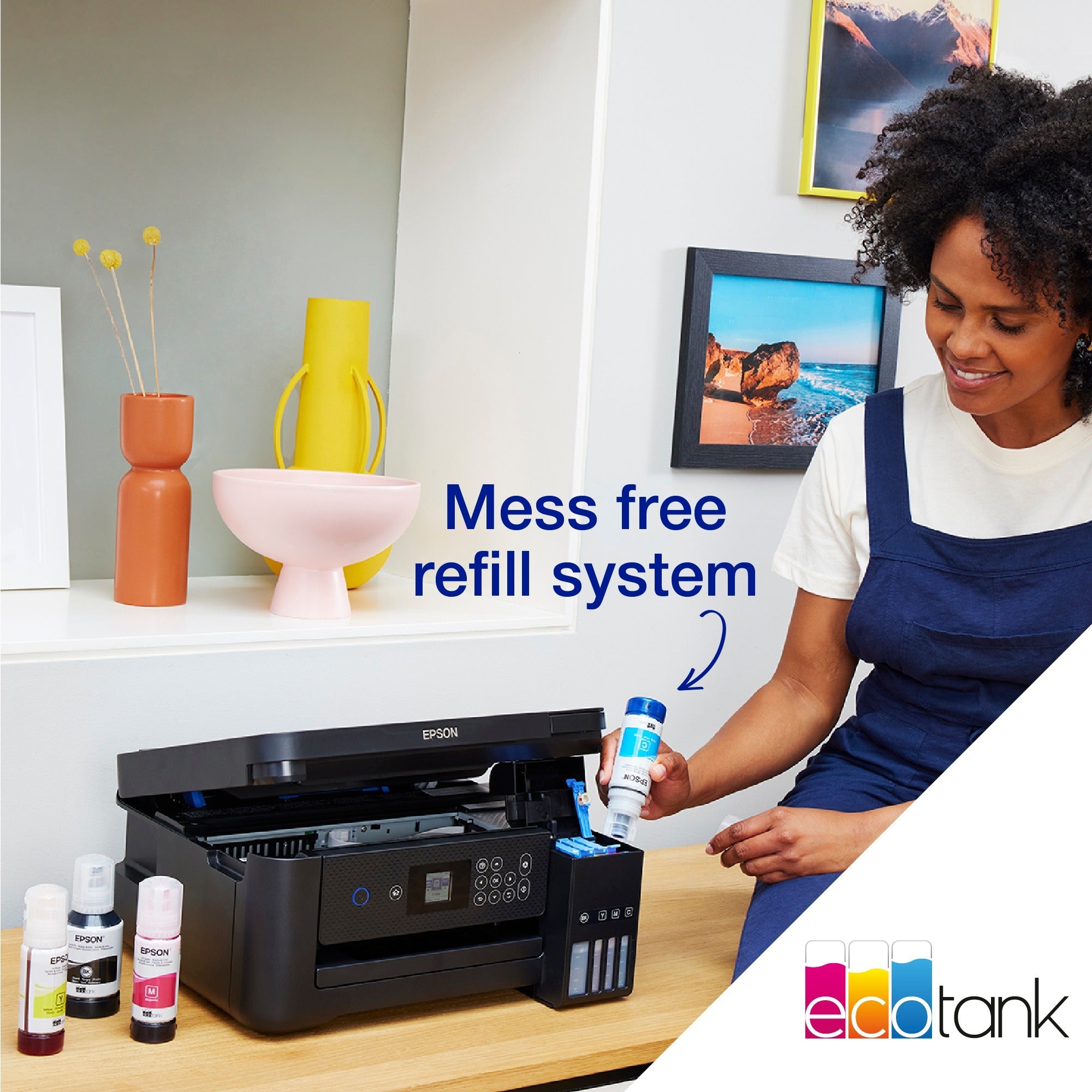 Epson ecotank et-2850 a4 multifunctionele wi-fi-printer met inkttank all-in-one inkjetprinter (zwart, scannen, kopiëren, wi-fi, inclusief tot 3 jaar inkt)