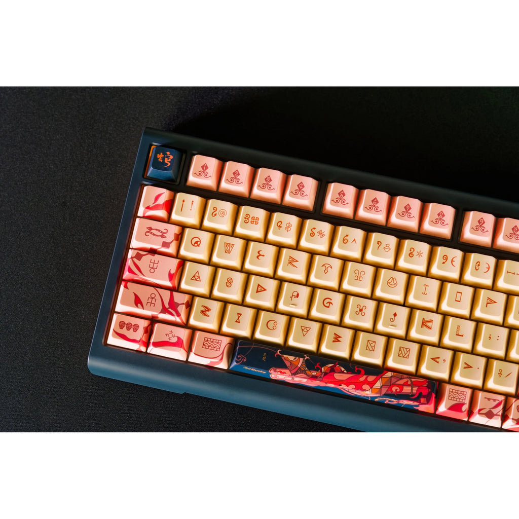 Ducky year of the snake 2025 limited edition rgb mechanisch gaming toetsenbord (zwart, us lay-out (qwerty), cherry mx2a brown, 75%, rgb, pbt dye-sub keycaps, hot-swap)