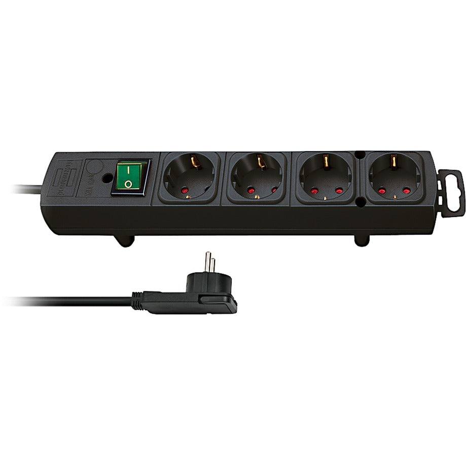 Brennenstuhl comfort-line plus stekkerdoos met platte stekker 4-voudig zwart 2m h05vv-f 3g1,5 - 1153100100