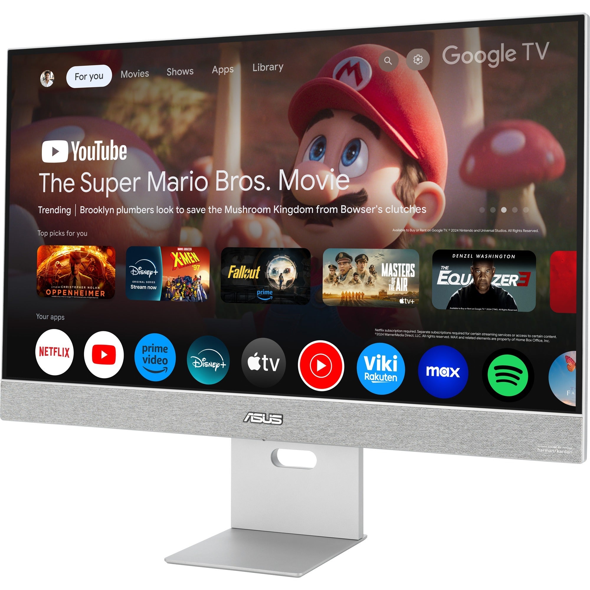 Asus zenscreen smart ms27uc 27 4k uhd monitor (grijs, displayport, hdmi, usb-c, audio, wlan, android 11)