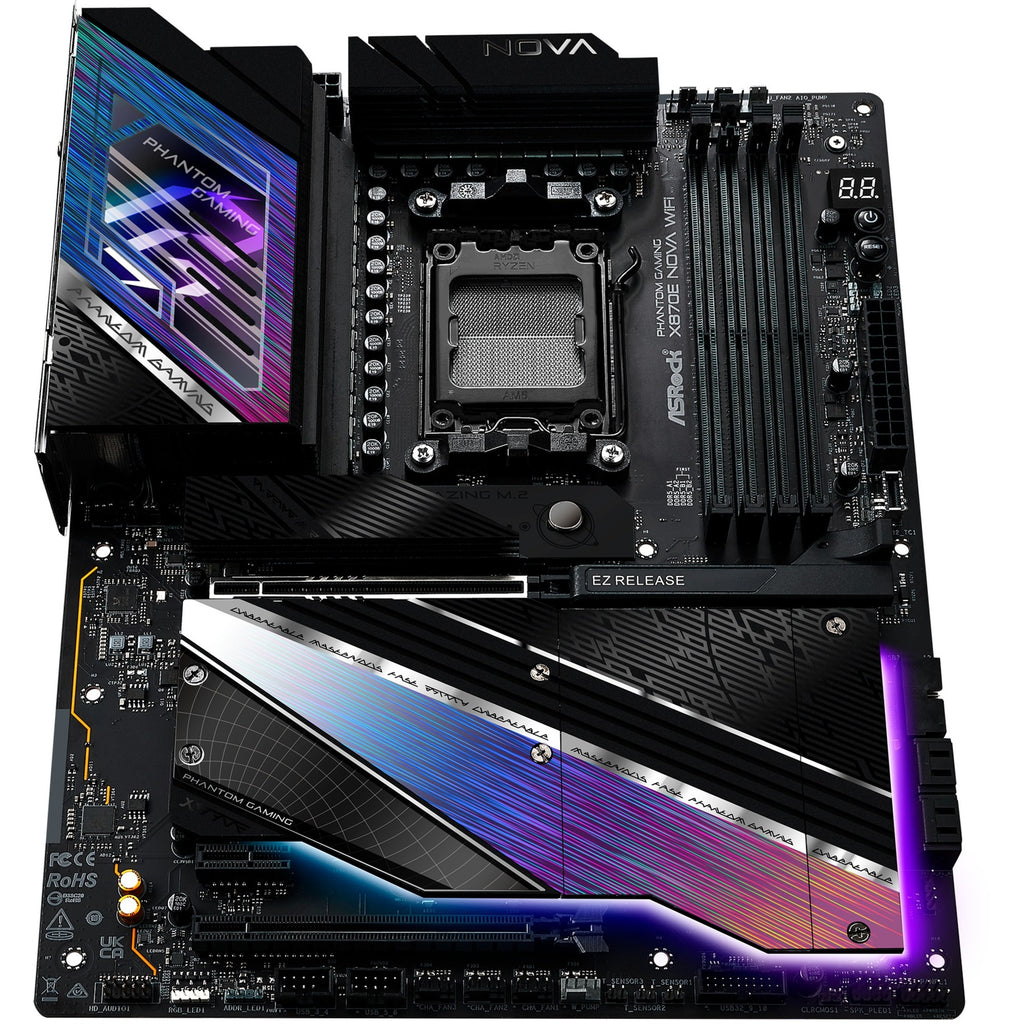 Asrock x870e nova wifi socket am5 moederbord (raid, 5 gb-lan, wi-fi 7, bt, e-atx)