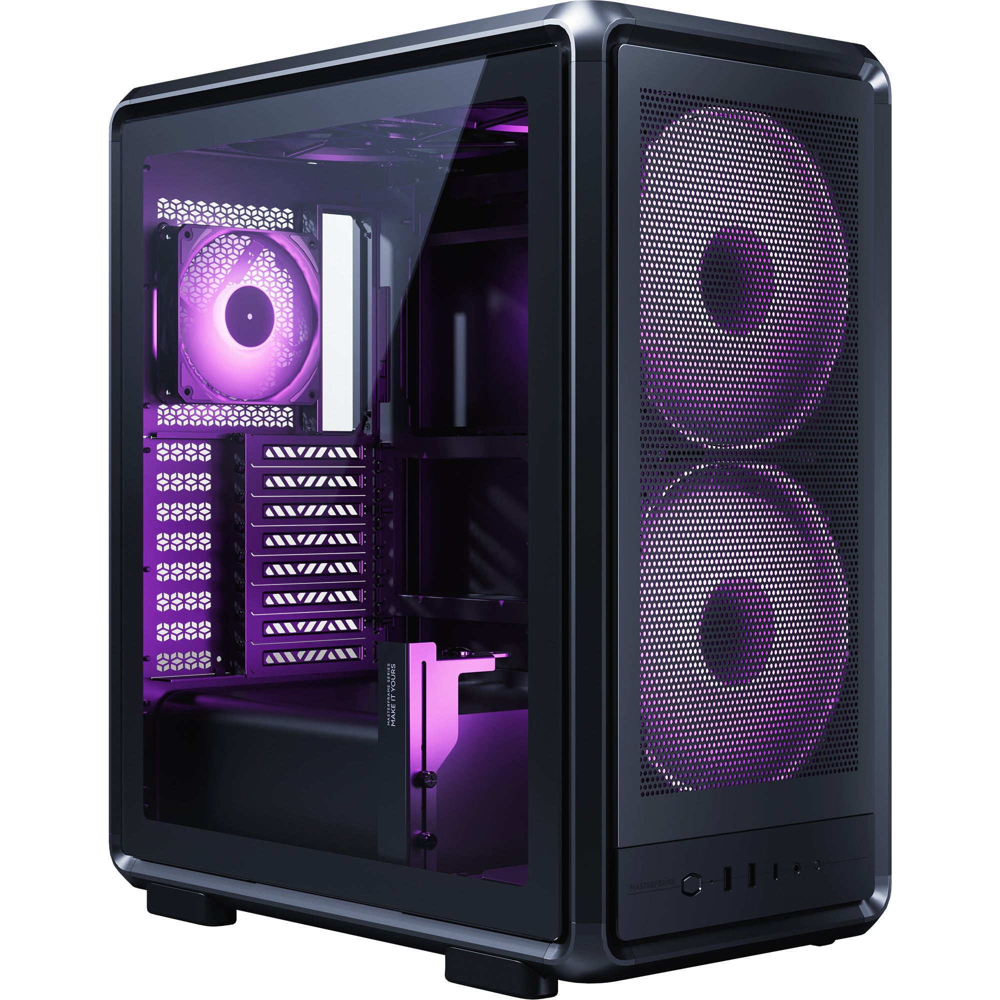 Cooler master masterframe 500 mesh argb midi tower behuizing (zwart | 2x usb-a | 1x usb-c | rgb | tempered glass)