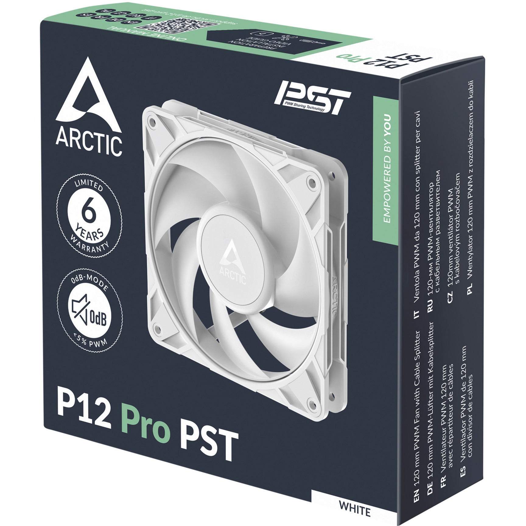 Arctic p12 pro pst case fan (wit, 120 x 120 x 25 mm, pwm)