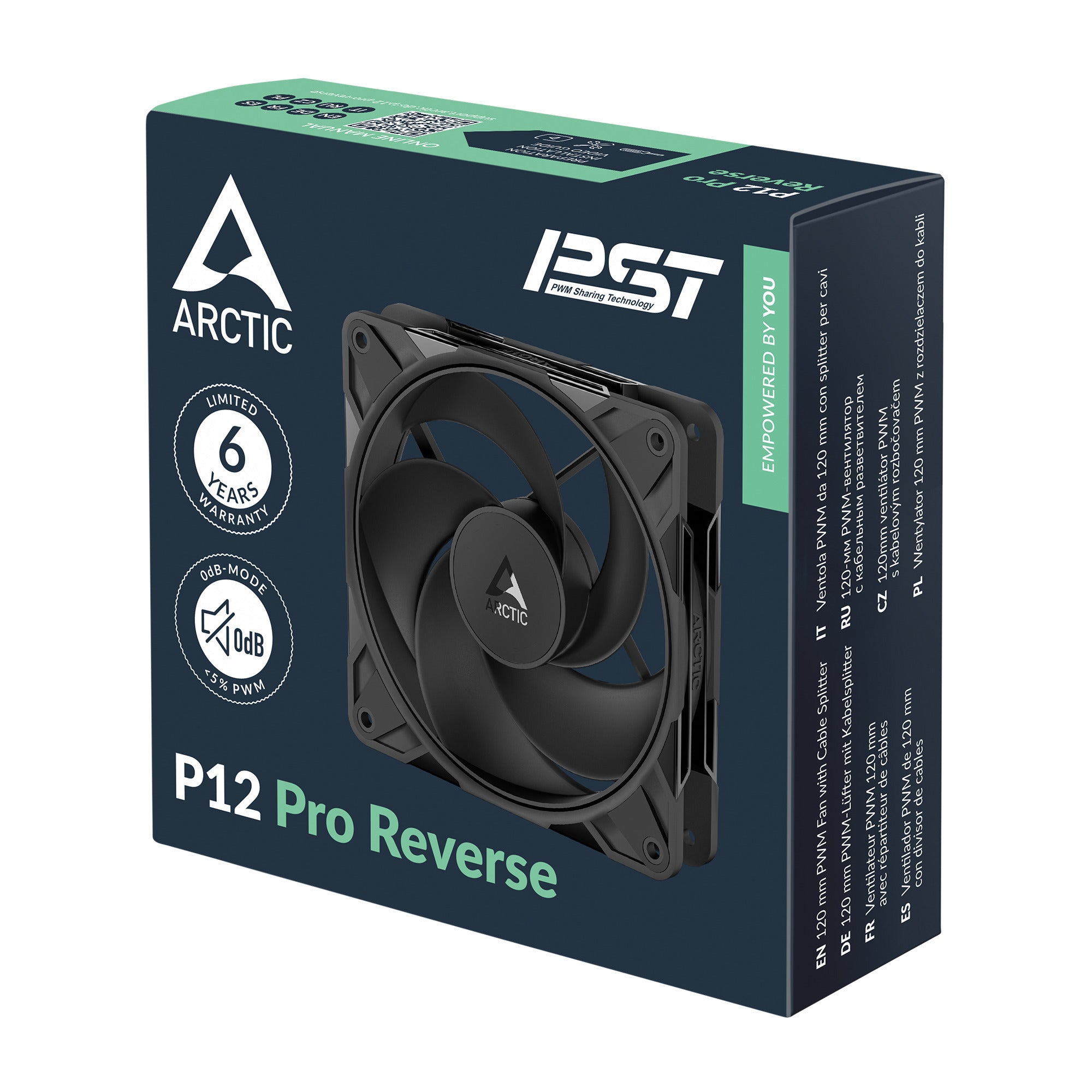 Arctic p12 pro reverse case fan (zwart, 120 x 120 x 27 mm, pwm)