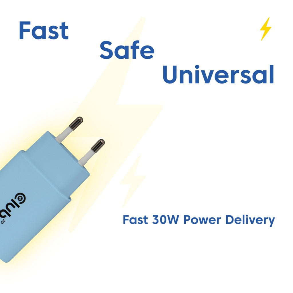 Club 3d 2-pack usb c charger 30 watt (blauw)