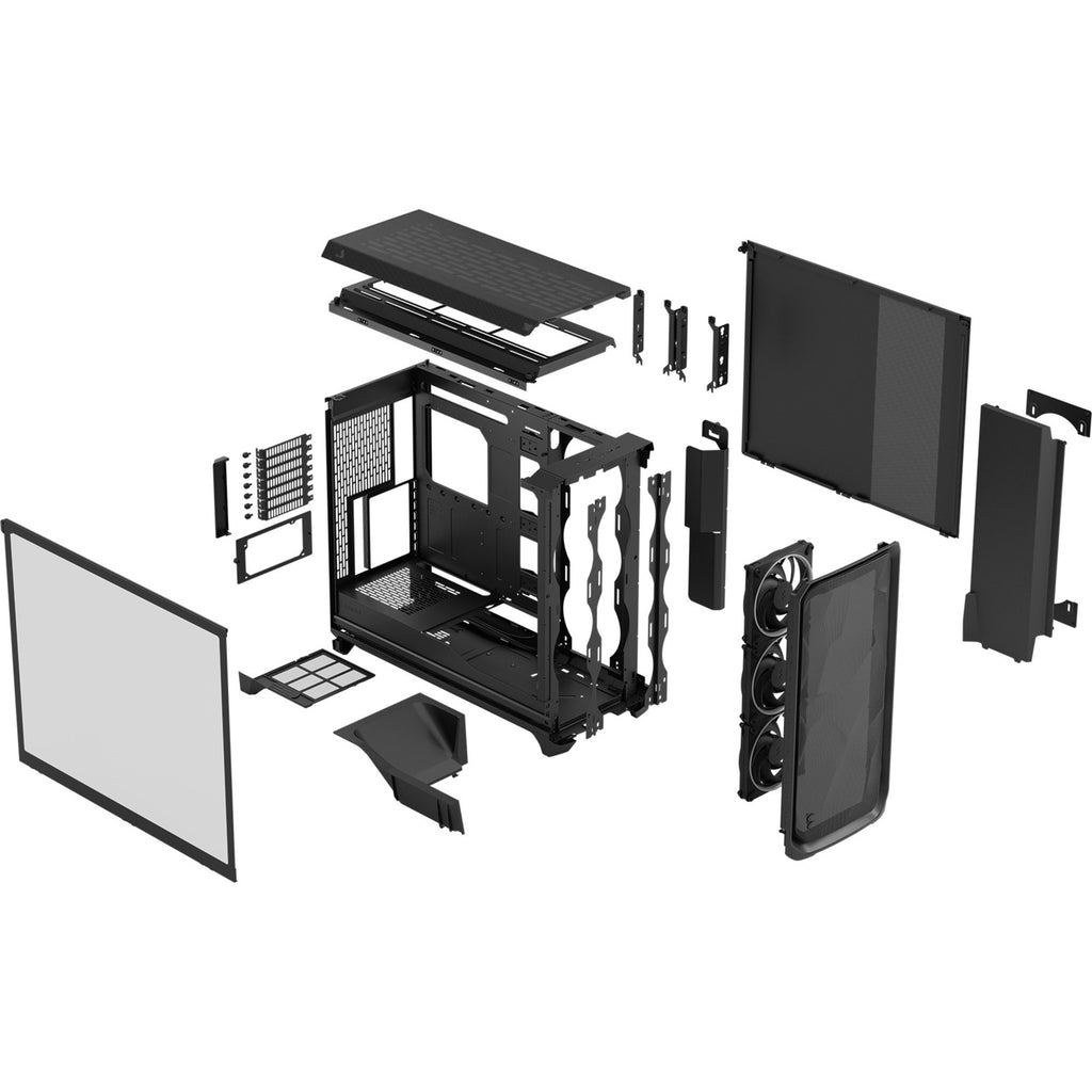 Fractal design meshify 3 xl rgb big tower behuizing (zwart | 2x usb-a | 1x usb-c | rgb | tempered glass)
