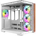 Thermaltake view 380 ws argb snow midi tower behuizing (wit houtkleur | 2x usb-a | 1x usb-c | rgb | tempered glass)