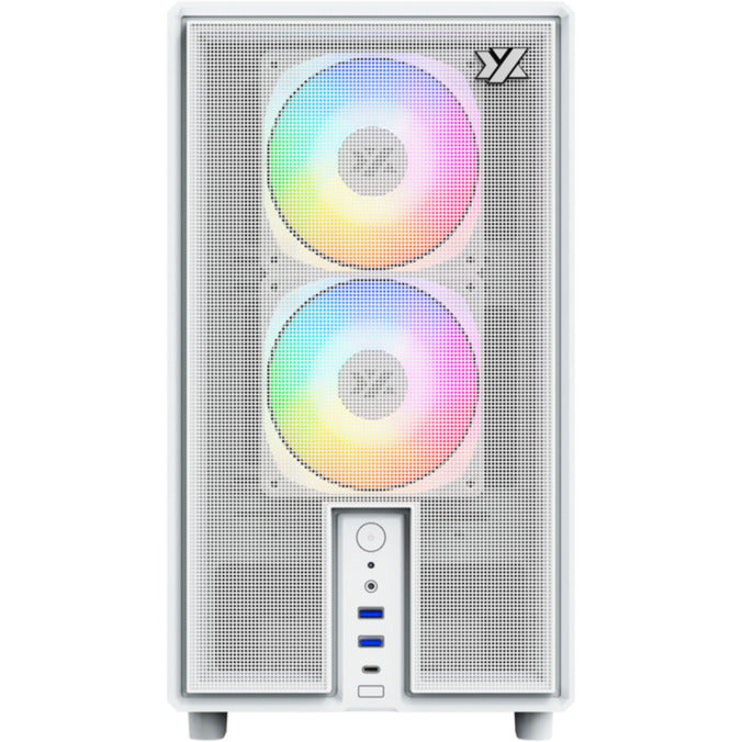 Xyz pc gear atom midi tower behuizing (wit | 2x usb-a | 1x usb-c | tempered glass)