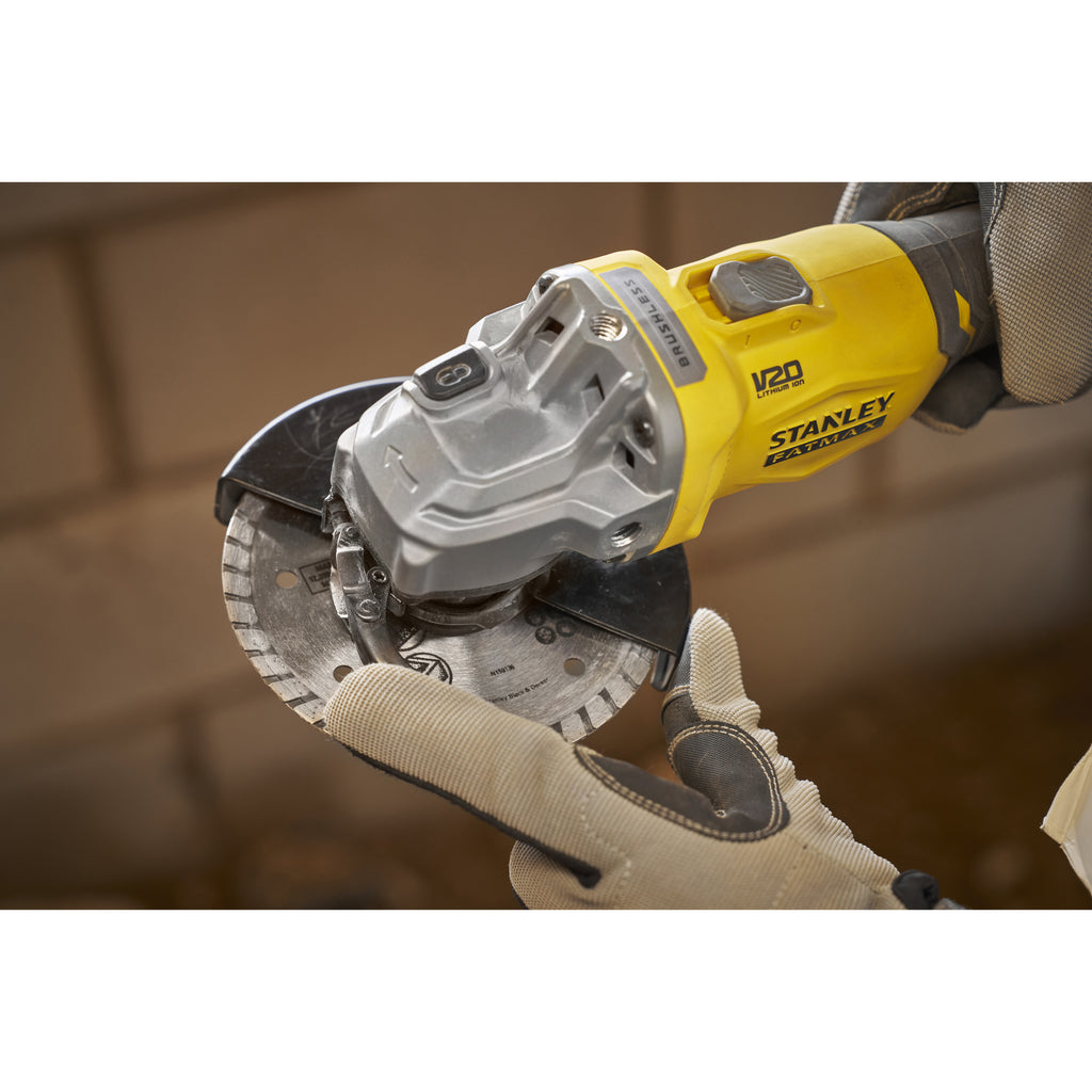 Stanley fatmax v20 18v haakse slijper 125mm (zwart geel, accu en oplader inbegrepen, met koffer)