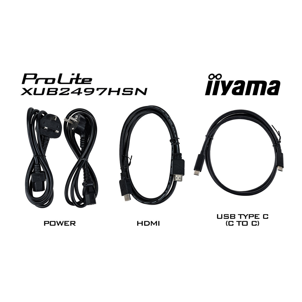 Iiyama prolite xub2497hsn-w2 23.8 monitor (wit, hdmi, displayport, 3x usb-a, usb-c, rj-45)