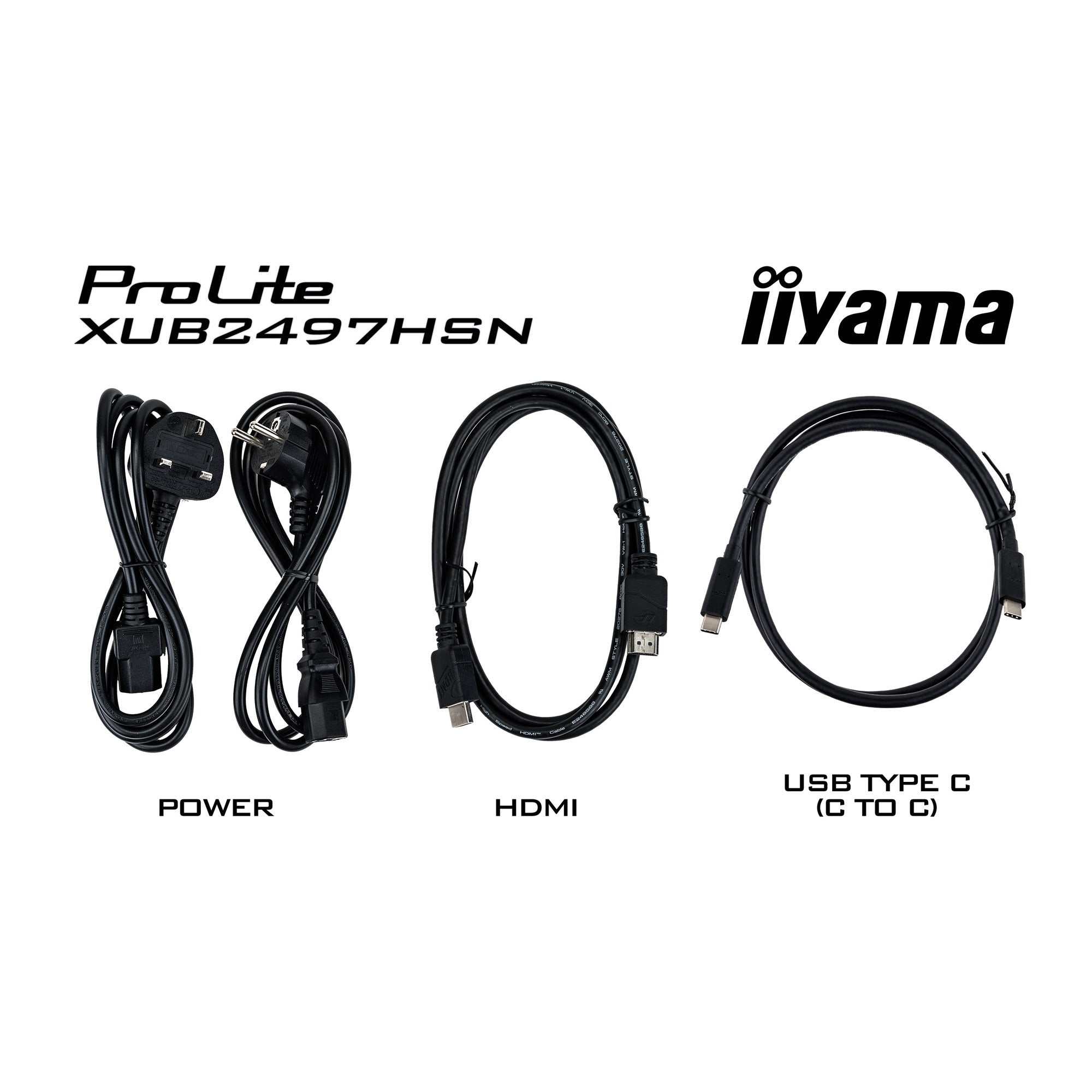 Iiyama prolite xub2497hsn-w2 23.8 monitor (wit, hdmi, displayport, 3x usb-a, usb-c, rj-45)
