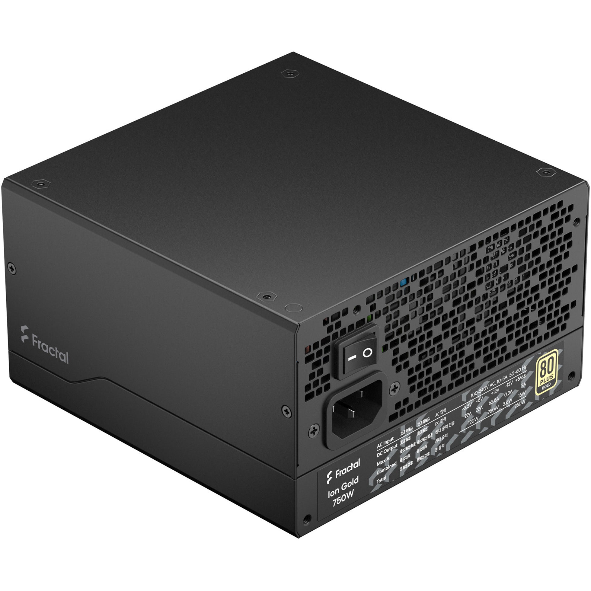 Fractal design ion gold 3 modulaire 750 watt voeding (zwart, 1x 12v-2x6, 3x pcie)