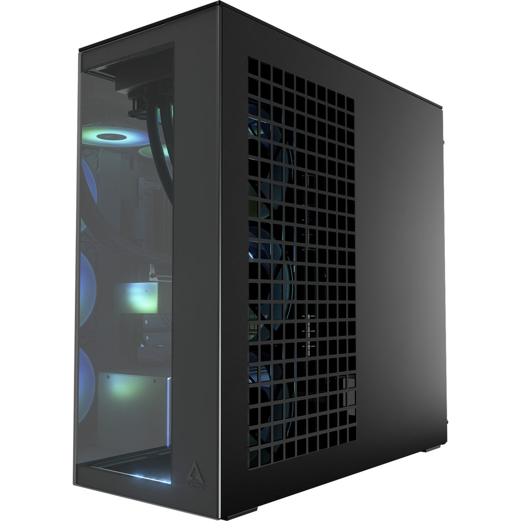 Arctic xtender midi tower behuizing (zwart | 2x usb-a | 1x usb-c | rgb | tempered glass)