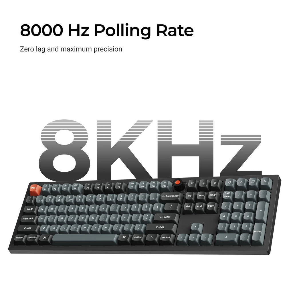 Keychron v6w-d1 8k qmk wired custom mechanical keyboard (zwart, us lay-out (qwerty), super red, 100%, rgb leds, double-shot pbt, hot swap, 8k, knop)