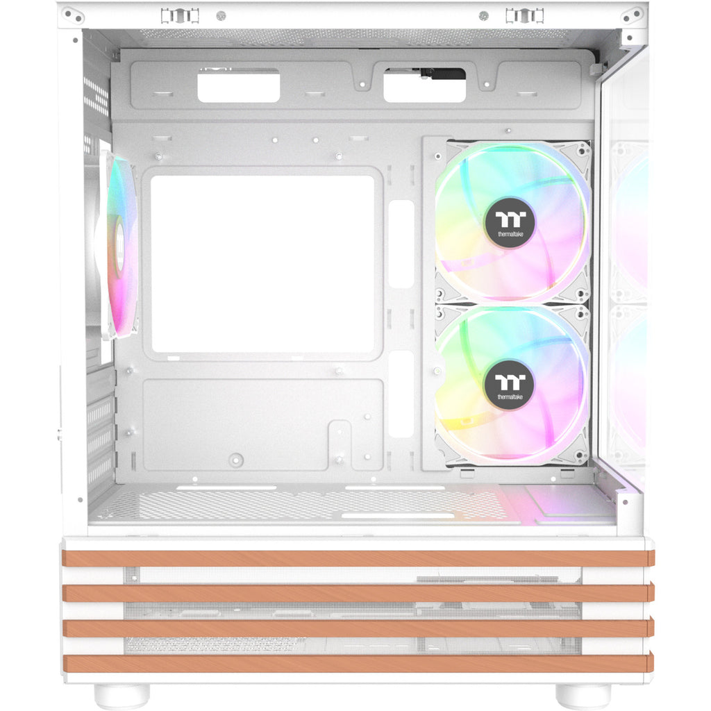 Thermaltake view 170 ws argb mini tower behuizing (wit houtkleur | 2x usb-a | rgb | tempered glass)