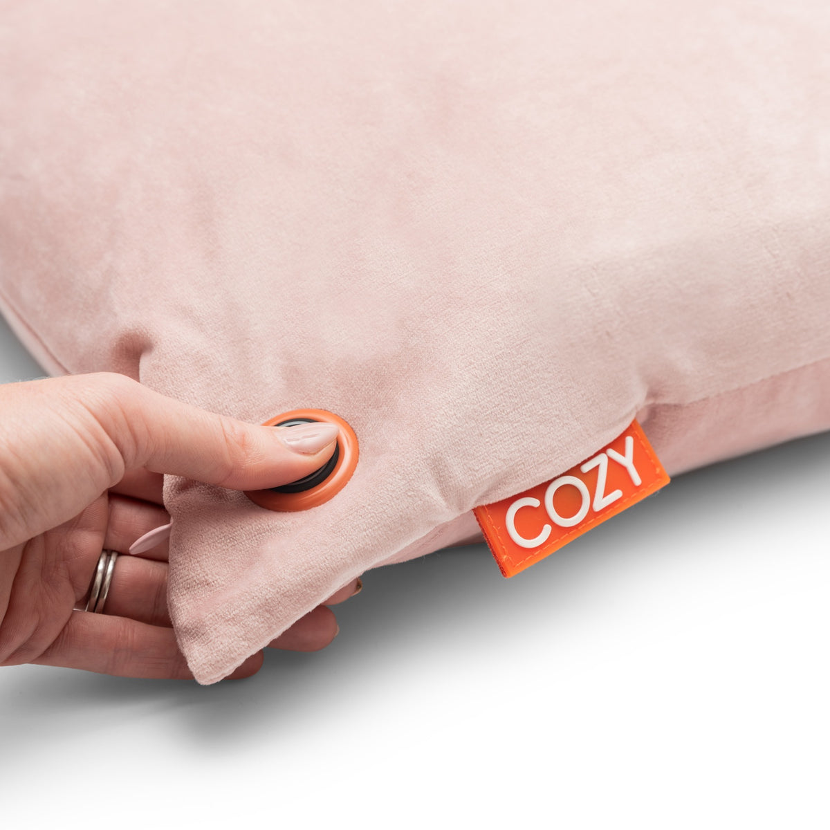Cozy una velvet 45 x 45 cm draadloos warmtekussen (lichtroze, powerbank 5000 mah)