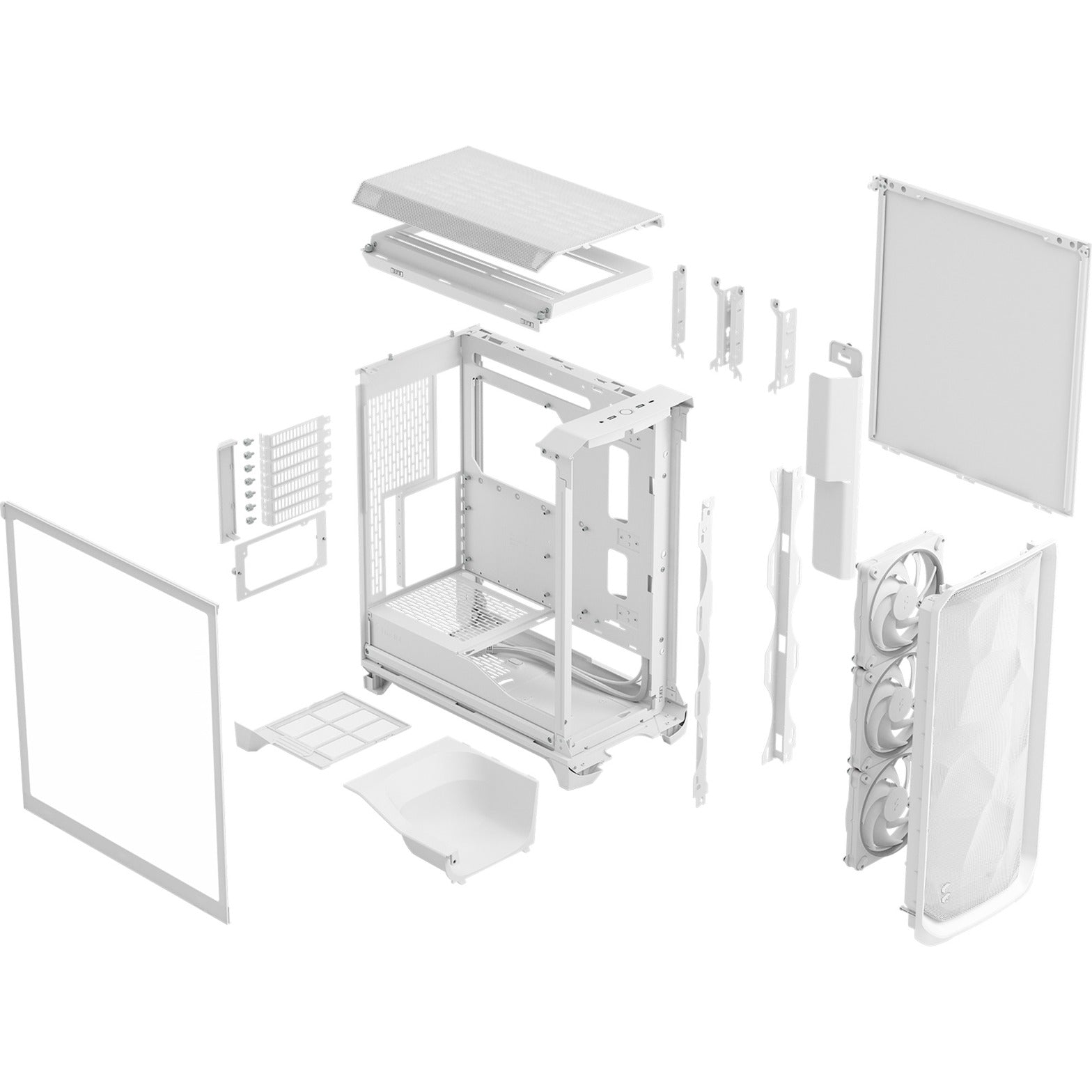 Fractal design meshify 3 rgb midi tower behuizing (wit | 2x usb-a | 1x usb-c | rgb | tempered glass)