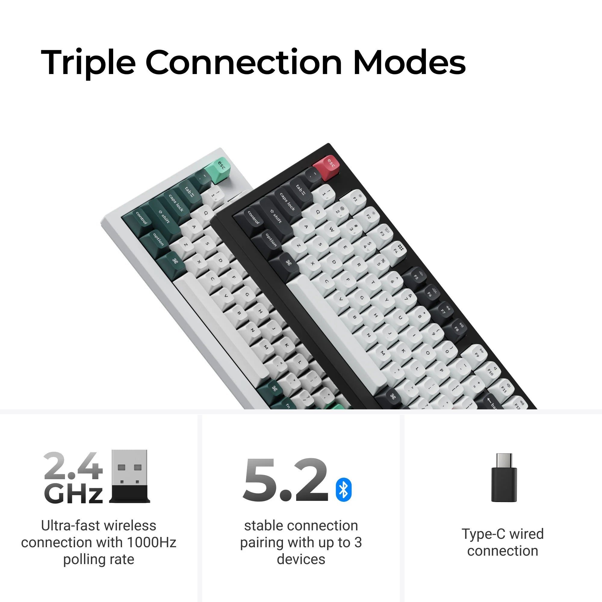 Keychron q5 he qmk wireless custom keyboard (wit, us lay-out (qwerty), gateron double-rail magnetic nebula, 96%, rgb leds, osa double-shot pbt, hot swap, knob, 2.4ghz | bluetooth 5.1 | usb-c)