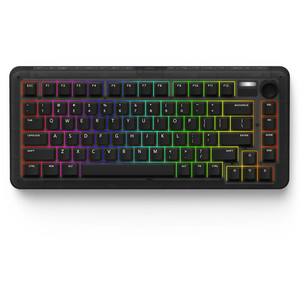 Iqunix zx75 dark side wireless mechanical keyboard (zwart, us lay-out (qwerty), cherry mx brown, 75%, rgb leds, hot-swappable, double-shot pbt, 2.4ghz | bluetooth 5.1 | usb-c)