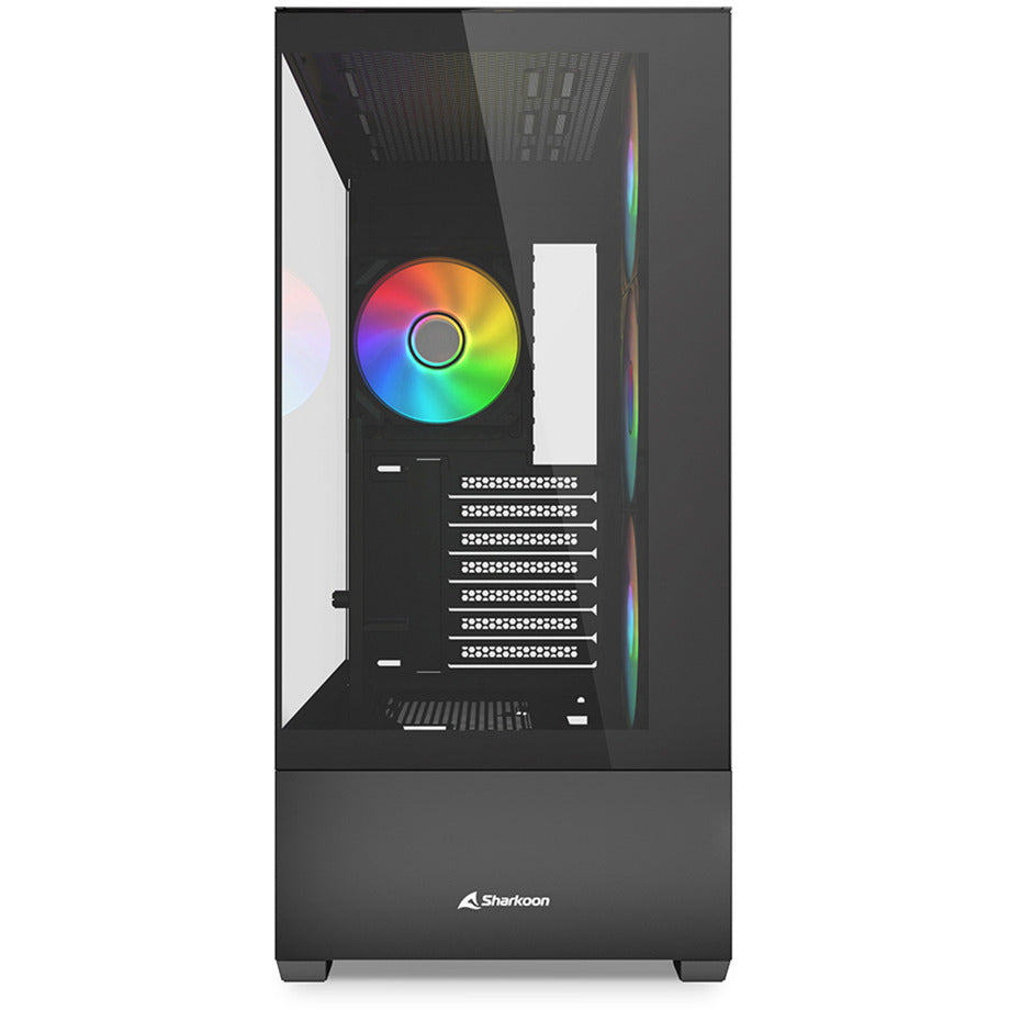 Sharkoon ak6 rgb midi tower behuizing (zwart | 2x usb-a | 1x usb-c | rgb | tempered glass)