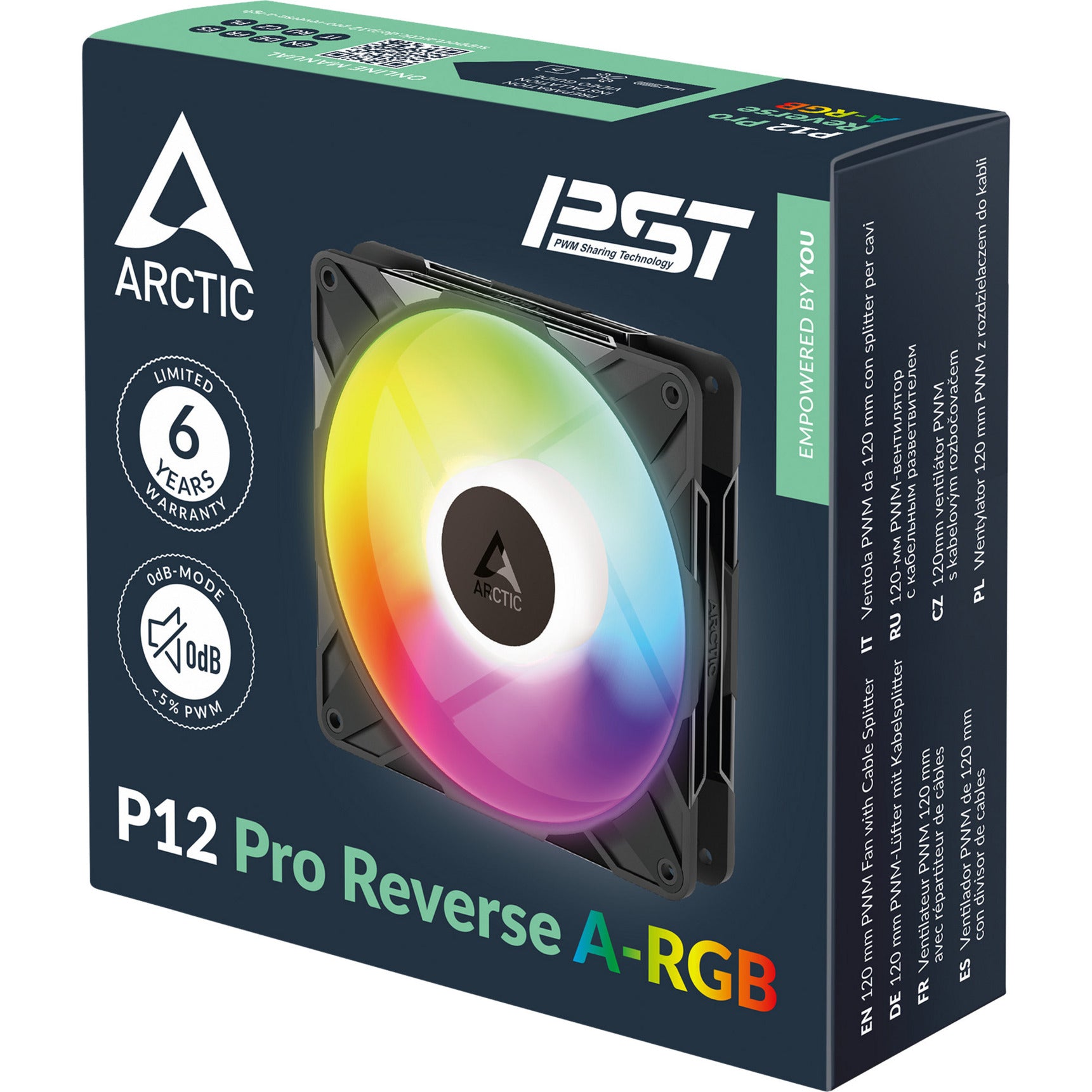Arctic p12 pro reverse a-rgb case fans (zwart, 3 stuks, 120 x 120 x 27 mm, pwm)