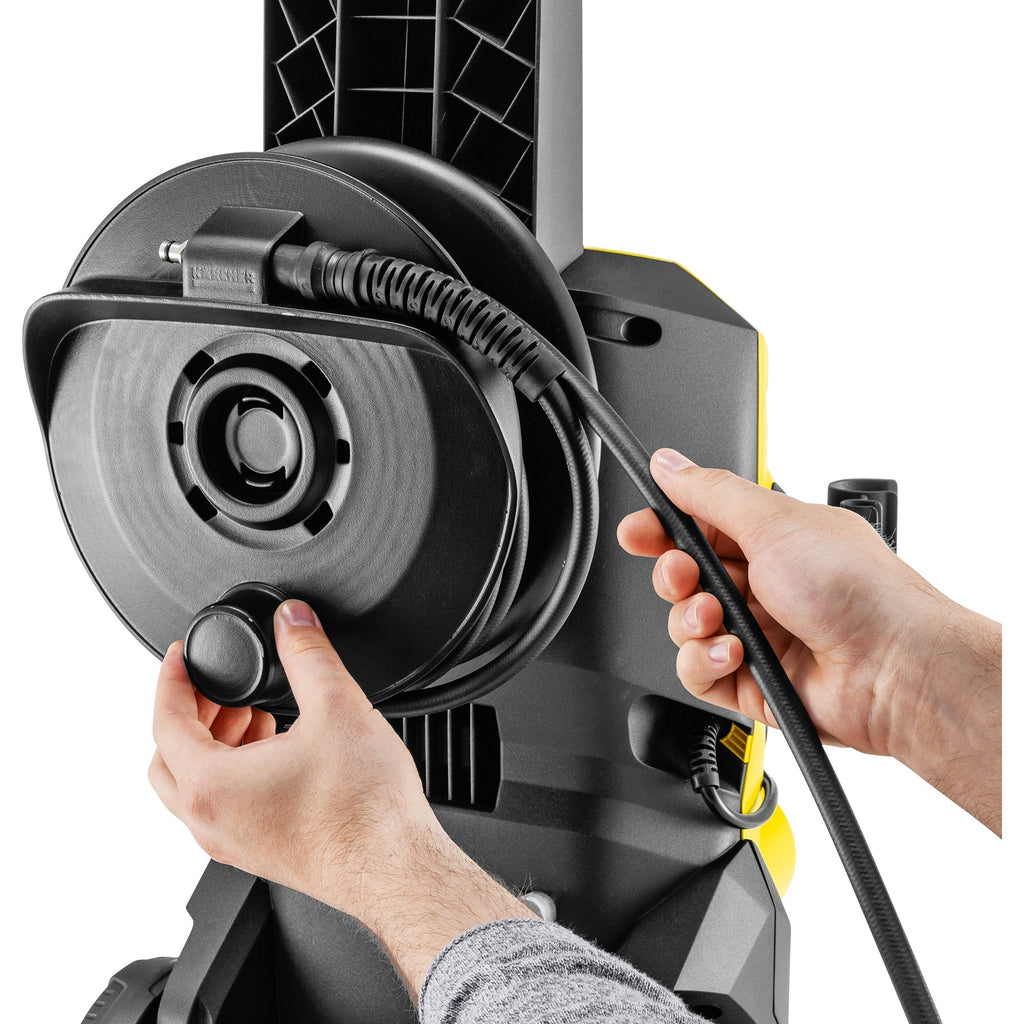 Kärcher k 5 wcm premium hogedrukreiniger (geel zwart, met vuilfrees en slanghaspel)